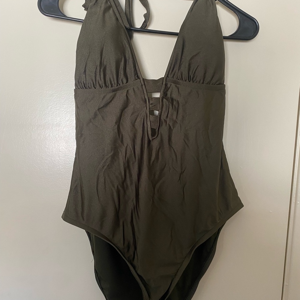 Olive Green One Piece Swimsuit